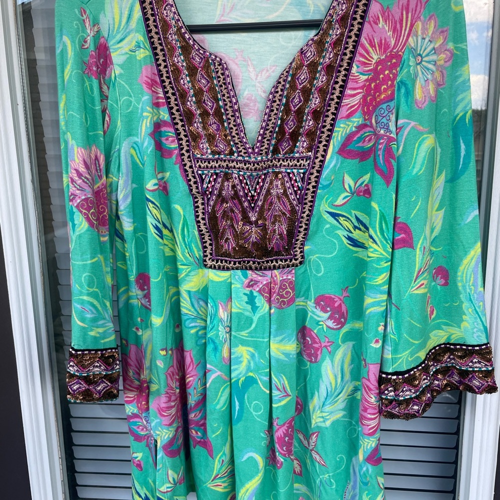 Soft Surroundings Embroidered Floral Top-M